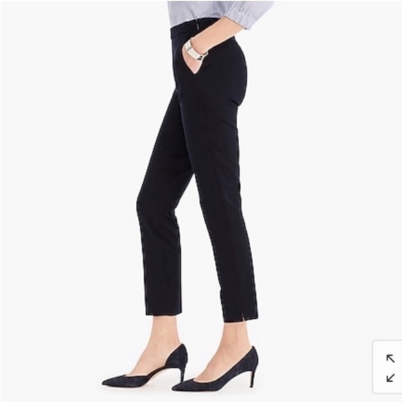 𝅺J.CREW Martie Pants Womens Black Ankle Crop Side Zip Pleated Stretch Size 4P - Picture 3 of 7